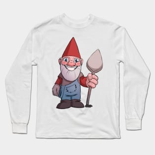 Happy Garden Gnome with a Trowel Long Sleeve T-Shirt